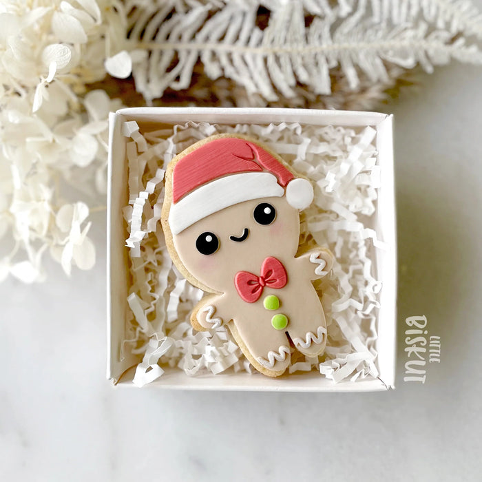 Gingerbread Man with Santa Hat Cutter & Debosser Set (Little Biskut) SMALL