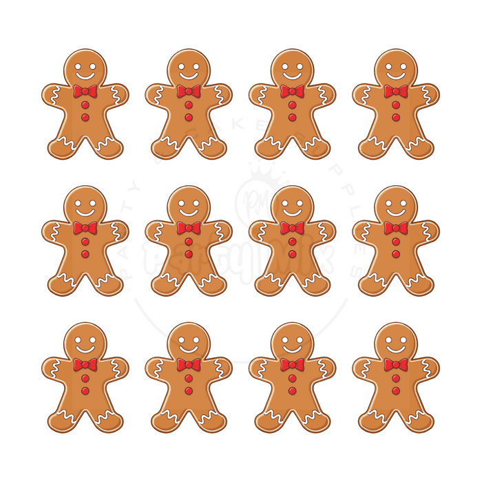 Gingerbread Men Edible Sugar Paper Cupcake Toppers – 12 Pack