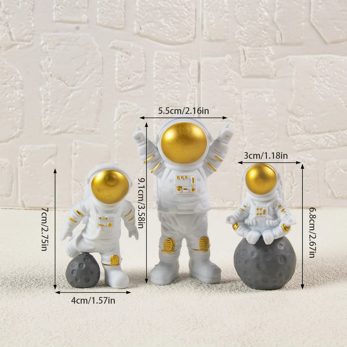 Astronaut Cake Topper Figurine Set 3pc