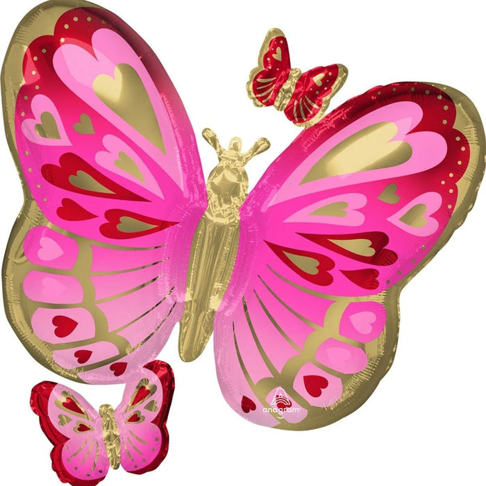 Heart Butterfly Supershape Foil Balloon