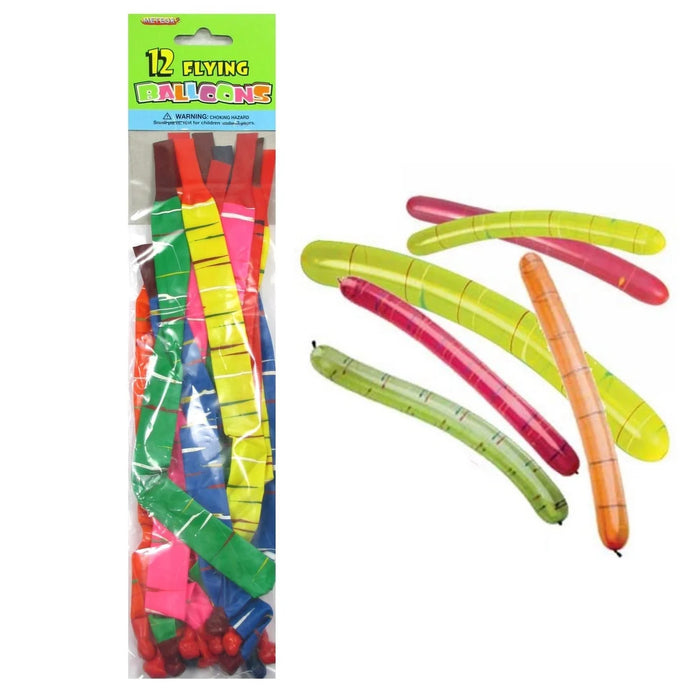 Flying Rocket Balloons Assorted Colours 12pk