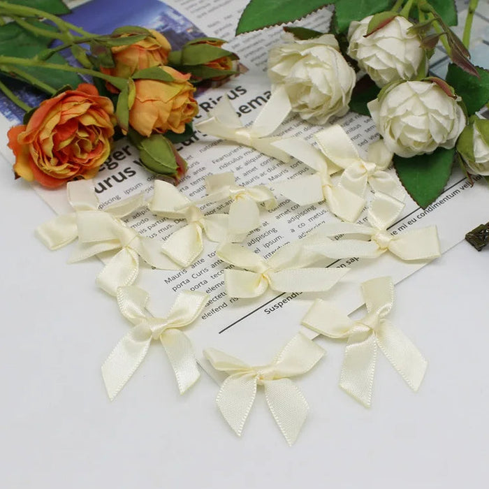 Satin Ribbon Bow 10pk - Cream