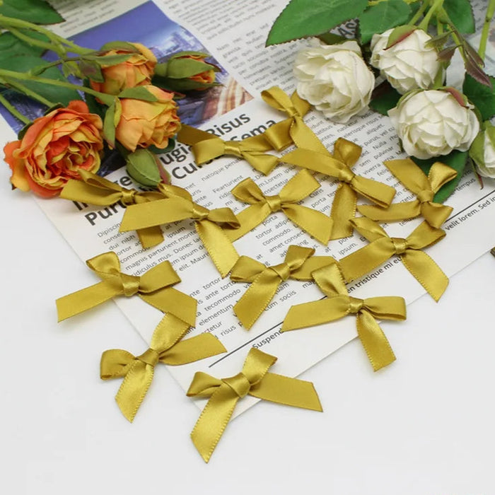 Satin Ribbon Bow 10pk - Gold