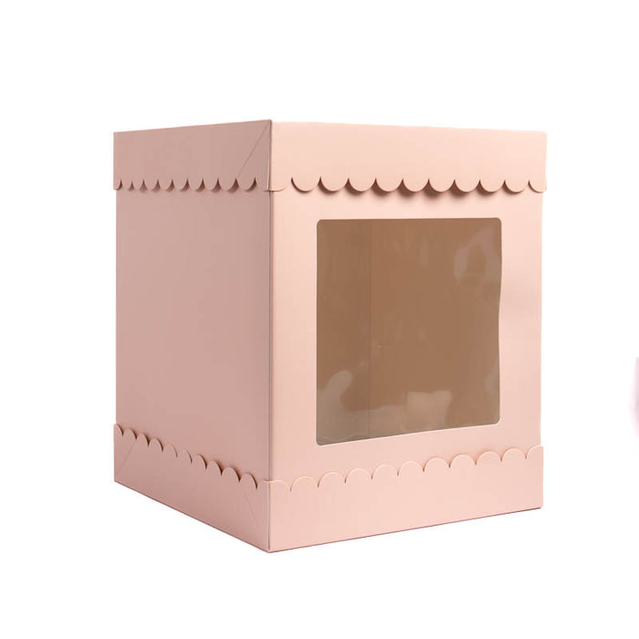 10" x 10" x 12" Tall Scalloped Cake Box - PASTEL PINK