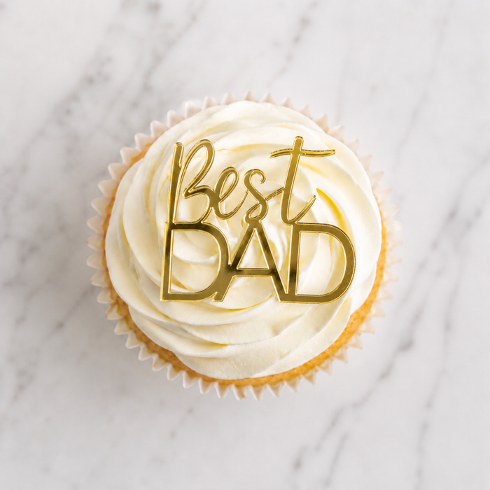 Best Dad Cupcake Charm Gold