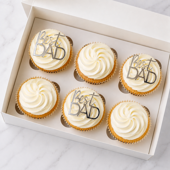 Best Dad Cupcake Charm Silver