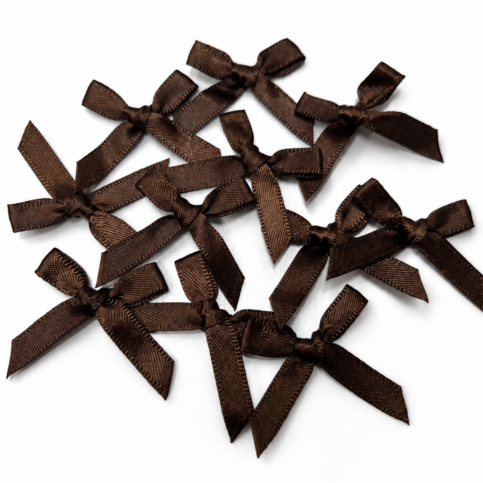 Satin Ribbon Bow 10pk - Brown