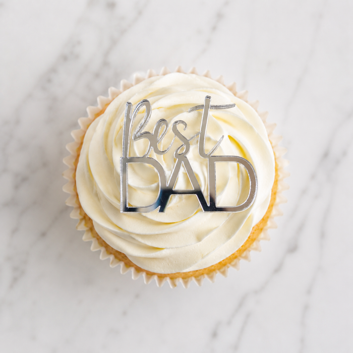 Best Dad Cupcake Charm Silver