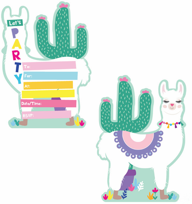 Llama Party Invitations 8pk