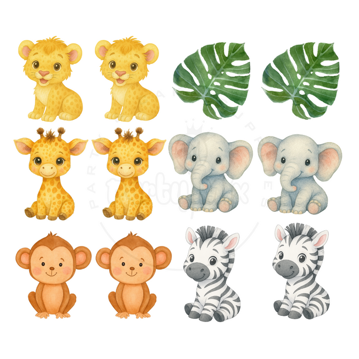 Jungle Edible Sugar Paper Cupcake Toppers – 12 Pack