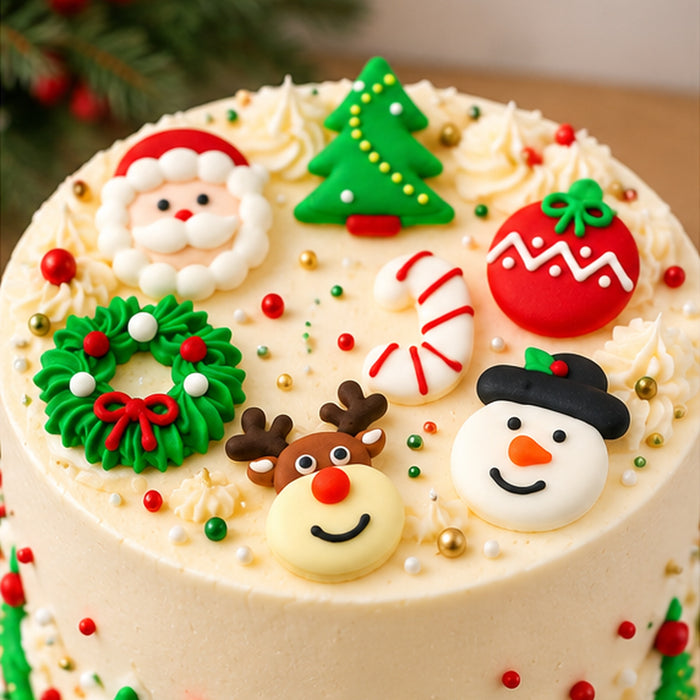 Assorted Edible Sugar Christmas Decorations 40mm - 96pcs