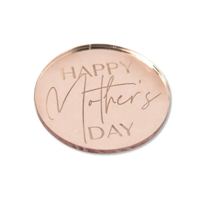 Mother's Day Acrylic Disc Toppers - Rose Gold - 6pk