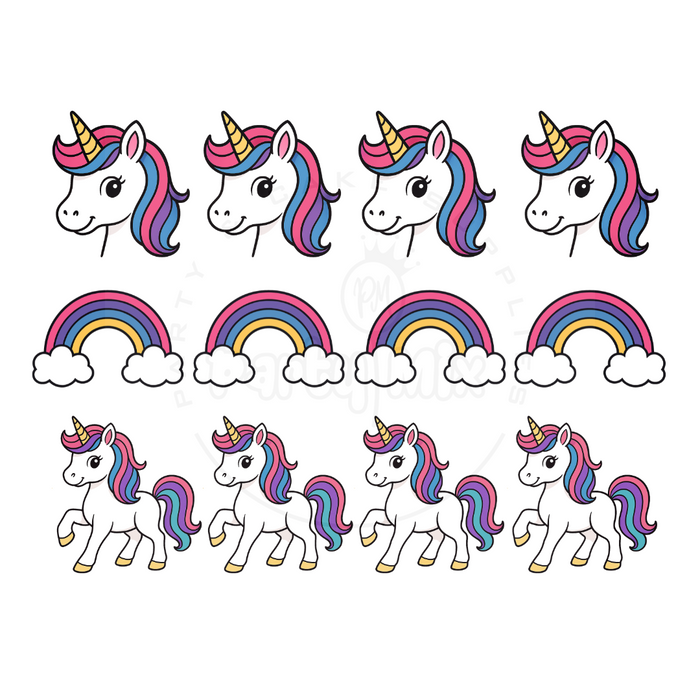 Unicorn Edible Sugar Paper Cupcake Toppers – 12 Pack