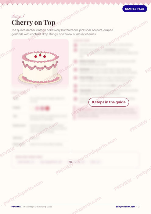 Cherry on Top vintage cake design preview