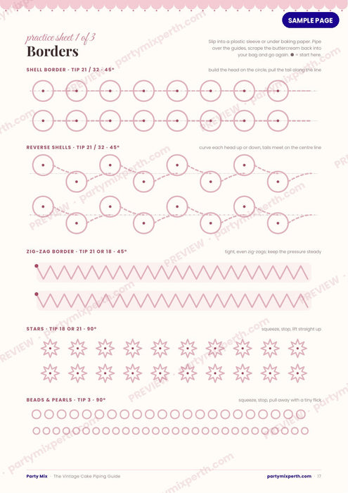 Printable piping practice sheet preview
