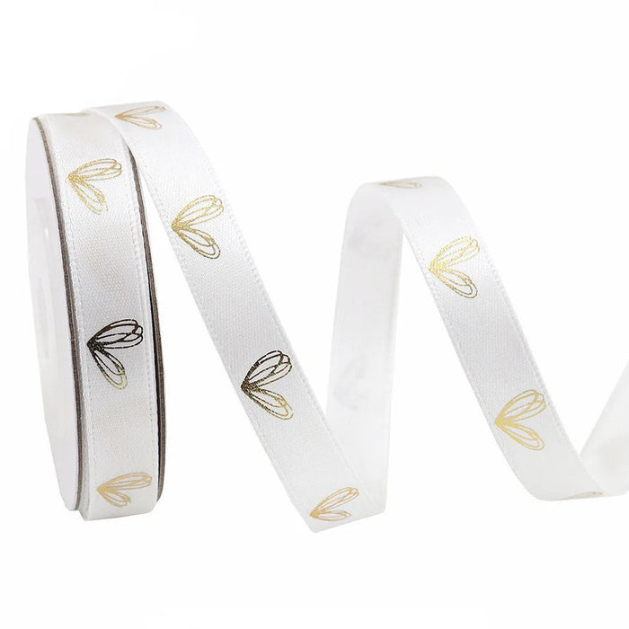 White Hearts 1cm x 4.5m - Ribbon Roll