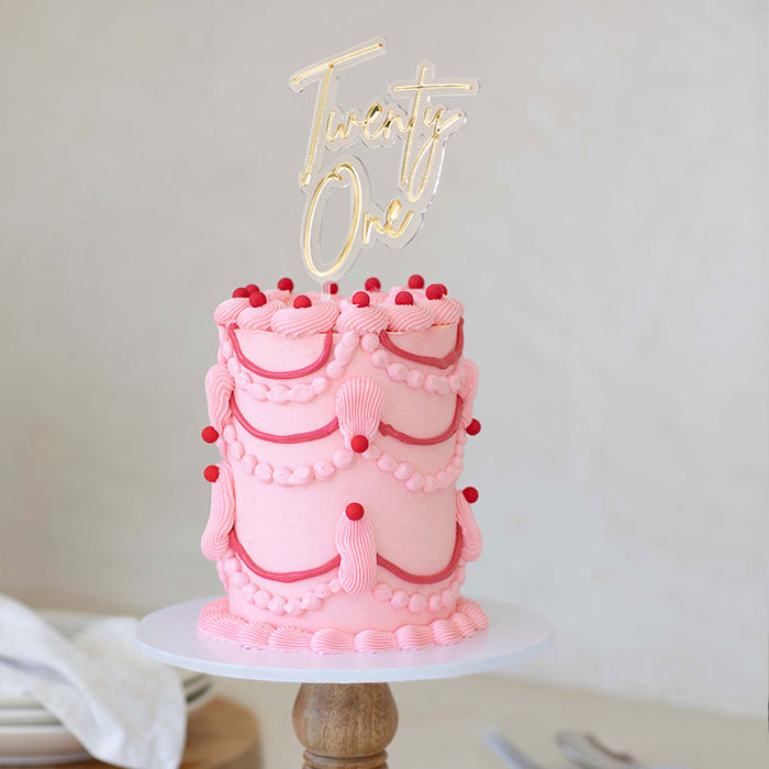 GOLD / OPAQUE Layered Cake Topper - TWENTY ONE