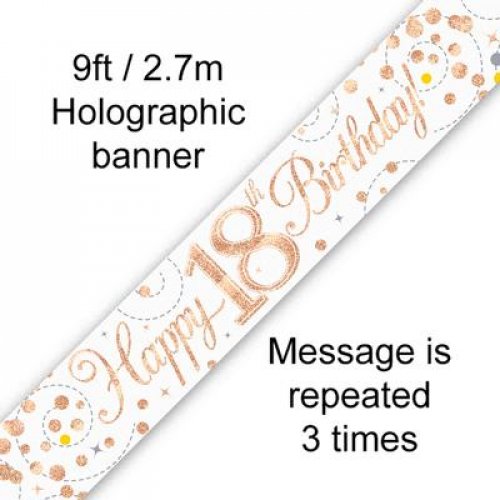 Sparkling Fizz Rose Gold 18th Birthday Banner 2.7m