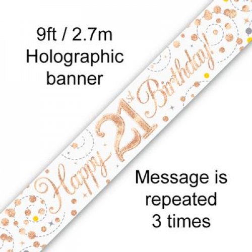 Sparkling Fizz Rose Gold 21st Birthday Banner 2.7m