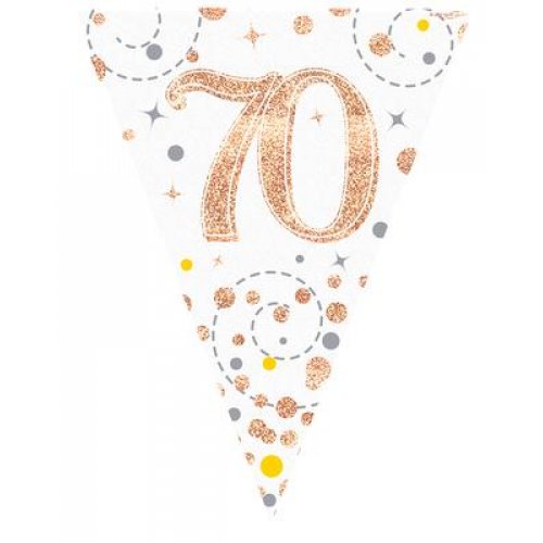 70th Birthday Sparkling Fizz Rose Gold Bunting