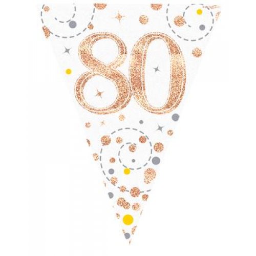 80th Birthday Sparkling Fizz Rose Gold Bunting
