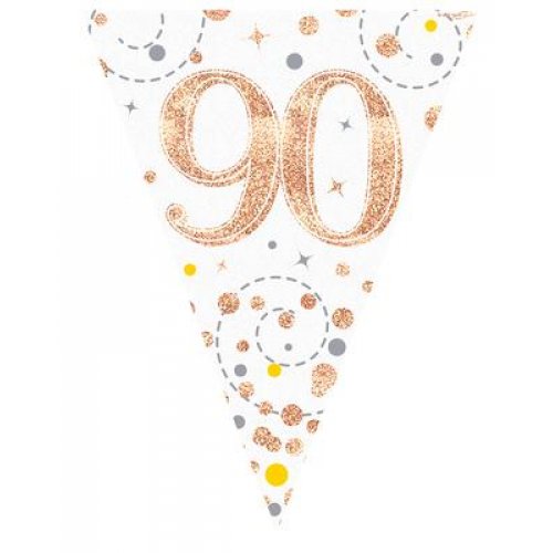 90th Birthday Sparkling Fizz Rose Gold Bunting