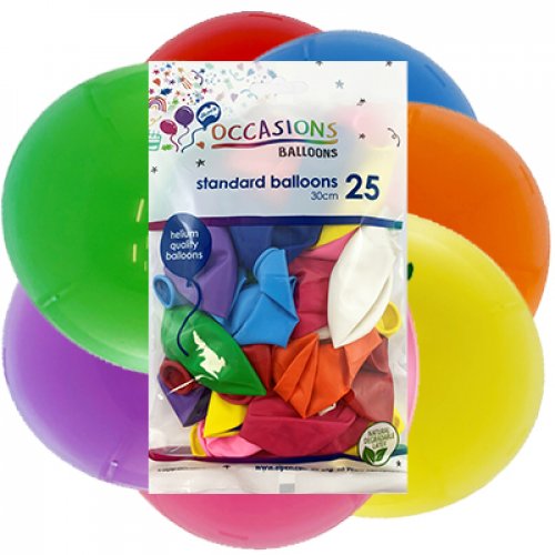 Assorted Colours 30cm Balloons 25pk