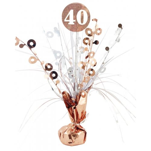 40th Rose Gold & White Centrepiece Weight
