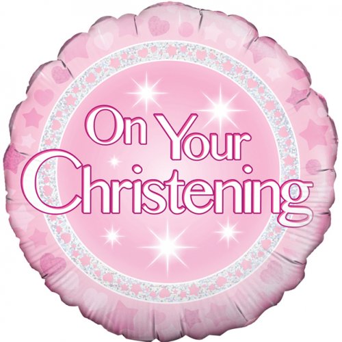 On Your Christening Pink 18inch Foil Balloon