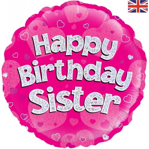 18inch Foil Balloon - Happy Birthday Sister Pink