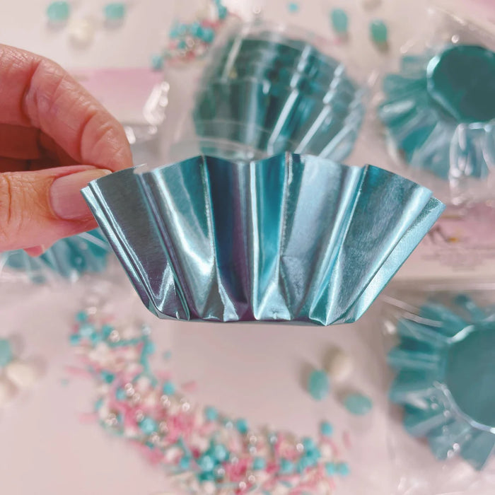 More Cuppies Blue Foil Ripple Cupcake Baking Cups 24pk