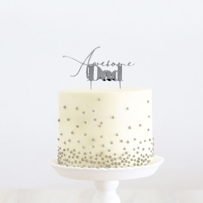 SILVER Metal Cake Topper - AWESOME DAD
