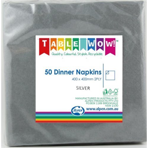 Silver Dinner Napkin 40x40cm 2ply P50