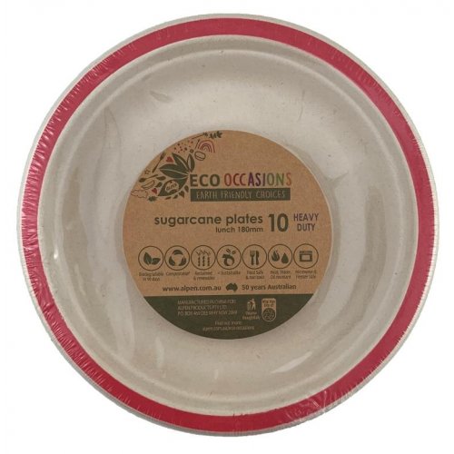 Sugarcane Lunch Plates 180mm Red