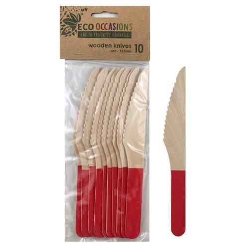 Wooden Knives Red 10pk