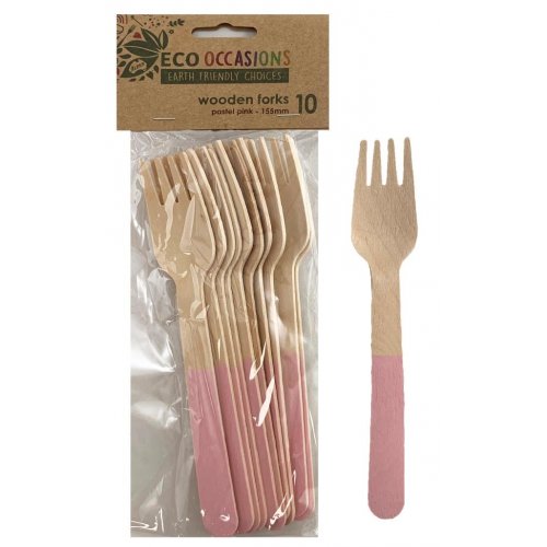 Wooden Forks Light Pink 10pk