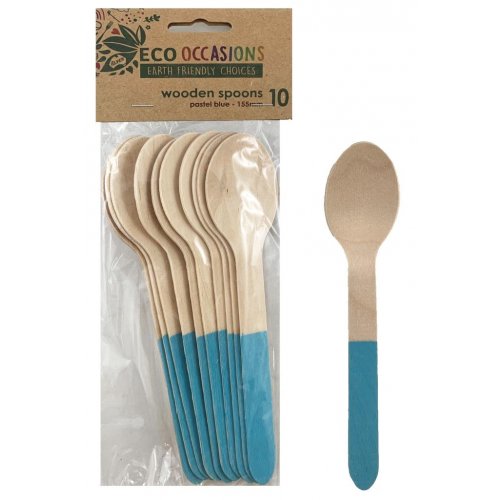 Wooden Spoons Light Blue 10pk