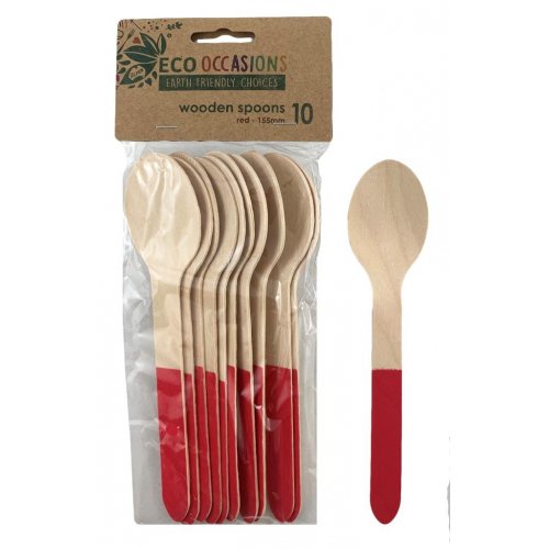 Wooden Spoons Red 10pk