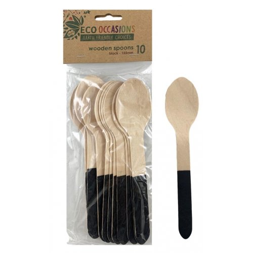 Wooden Spoons Black 10pk
