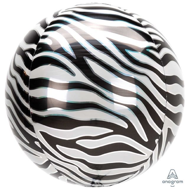 Animalz Zebra Print Marblez Orbz Foil Helium Filled
