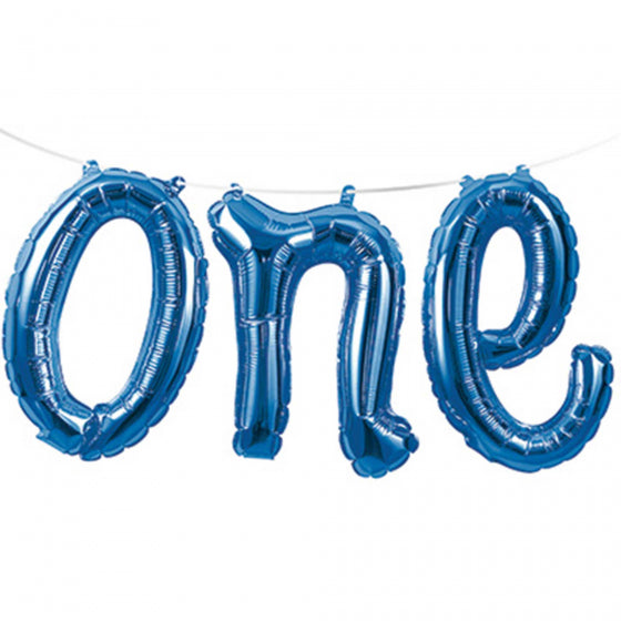 ONE Blue Foil Balloon Banner Air Fill