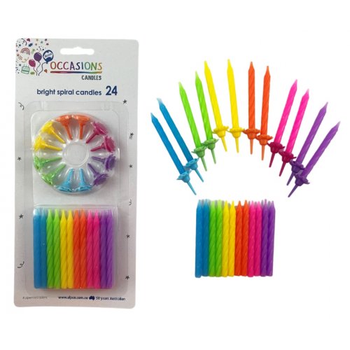 Birthday Candles with 12 Flower Holders Brights 24pk