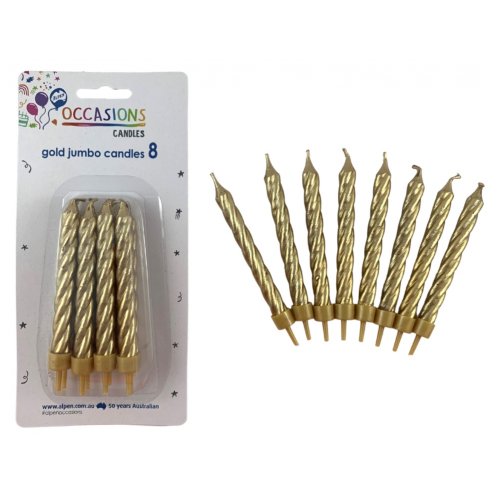Metallic Gold Jumbo Candles with holders P8
