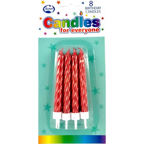 Metallic Red Jumbo Candles with holders P8