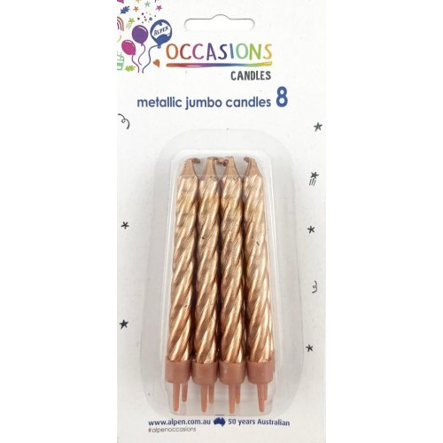 Metallic Rose Gold Jumbo Candles with holders P8