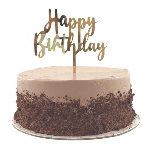 Cake Topper Acrylic 2mm Happy Birthday Gold
