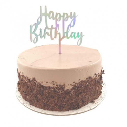 Cake Topper Acrylic 2mm Happy Birthday Iridescent