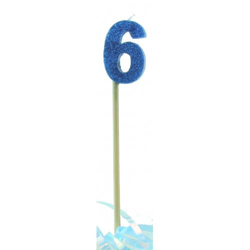Blue Glitter Long Stick Candle #6 P1