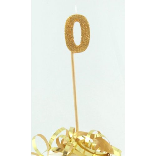 Gold Glitter Long Stick Candle #0 P1