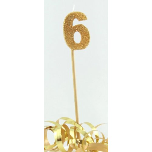 Gold Glitter Long Stick Candle #6 P1